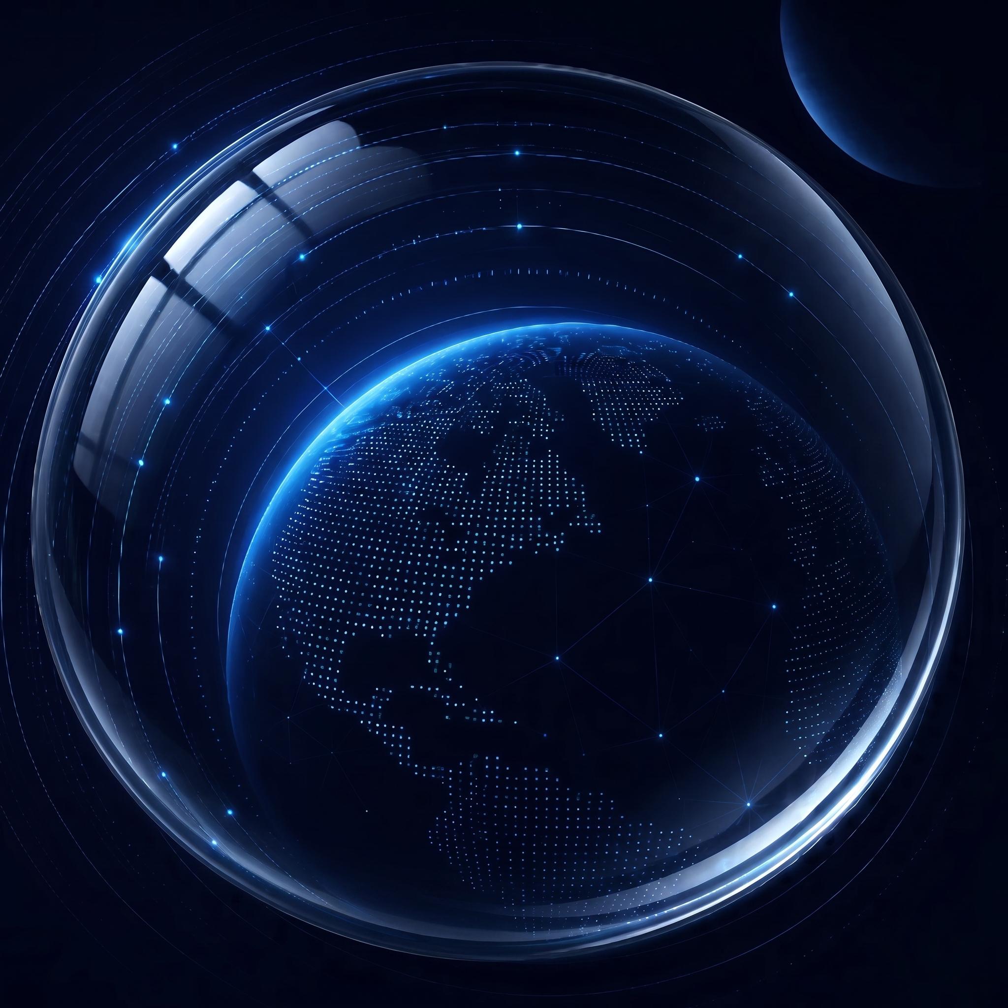 Esfera de análisis sobre un globo de datos